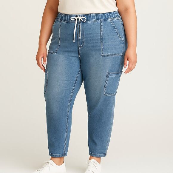 SO Women’s 3X High Rise Denim Joggers runs bigger – Light Wash - EUC - Picture 1 of 6
